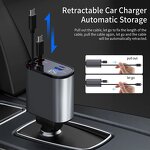 4 in 1 Car Charger Factory - OEM Grey 66W 5V3A with Retractable