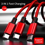 3 in 1 Nylon Cable Supplier - OEM Free Custom logo 2.8A Charging