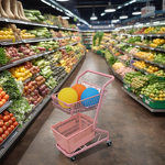 Pink Shopping Cart Manufacturer - OEM Double Fresh Supermarket Trolley