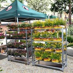 Potted Plants Mobile Shelves Factory - OEM Small Flower Display Cart