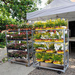 Potted Plants Mobile Shelves Factory - OEM Small Flower Display Cart