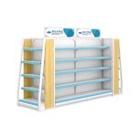 Pharmacy Shelves Supplier - OEM Double-Sided Steel Wood with Backplane