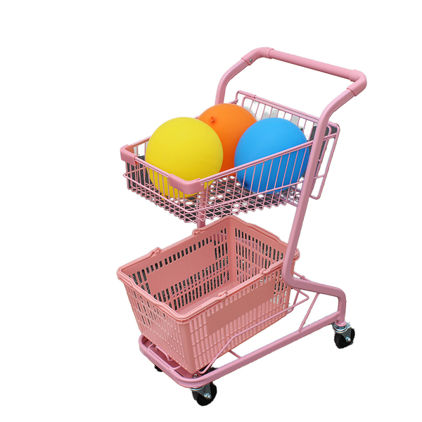 Pink Shopping Cart Manufacturer - OEM Double Fresh Supermarket Trolley