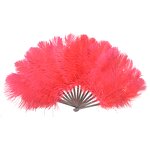 Ostrich Feather Hand Fan Supplier - Large Red Belly Dance