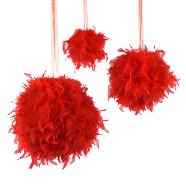 Turkey Feather Christmas Ball Factory - Red Chandelle Wedding