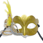 Ostrich Feather Mask Factory - Gold Venetian Carnival Blue