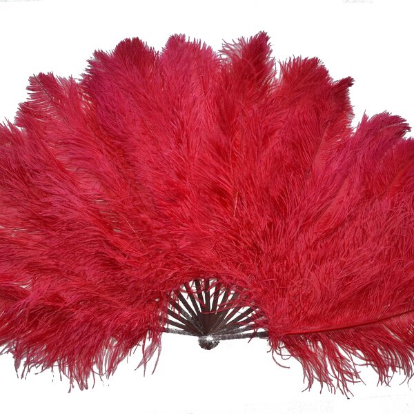 Ostrich Feather Hand Fan Supplier - Large Red Belly Dance
