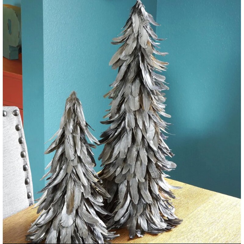 Rooster Feather Christmas Tree Manufacturer - Dyed Silver Decor