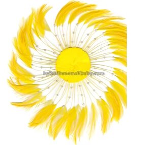 Chicken Hackle Feather Plate Supplier - Yellow Millinery Hat