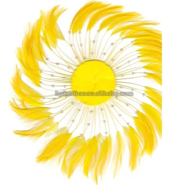 Chicken Hackle Feather Plate Supplier - Yellow Millinery Hat