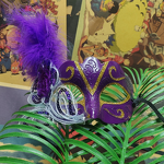 Ostrich Feather Mask Supplier - White Venetian Carnival Blue