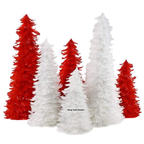 Goose Feather Tree Factory - White Red Farmhouse Decor