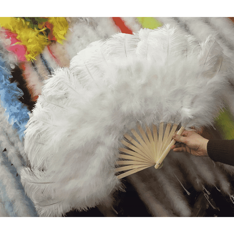 Ostrich Feather Hand Fan Manufacturer - Salmon Large Bridal
