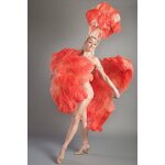 Ostrich Feather Hand Fan Manufacturer - Salmon Large Bridal