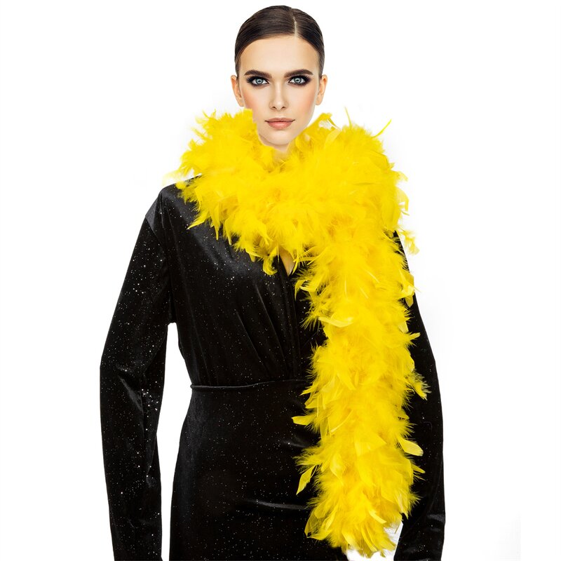 Turkey Feather Boa Factory - Light Yellow Scarf Christmas
