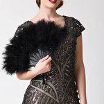 Turkey Feather Hand Fan Manufacturer - Dyed Black Burlesque