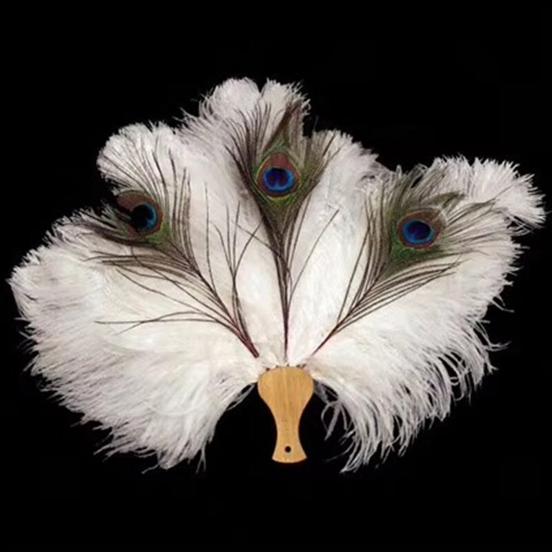 Ostrich Feather Hand Fan Supplier - Large Folding Costume