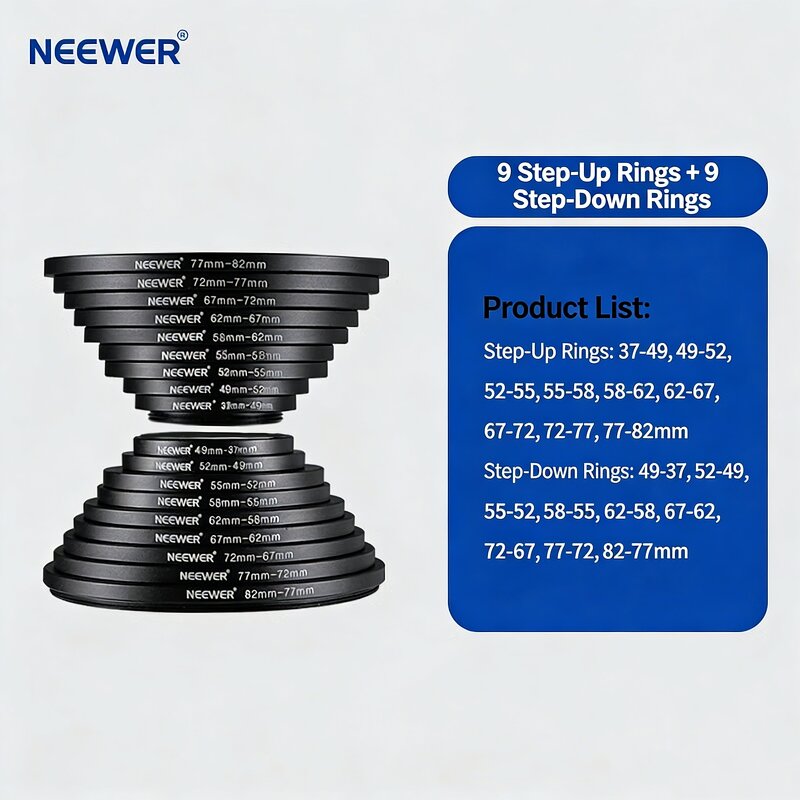 Filter Adapter Rings Manufacturer - 18pcs 37-82mm