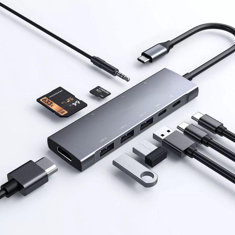 9-in-1 USB C Hub Manufacturer - 4K HD-MI TF SD 3.5mm Audio for MacBook