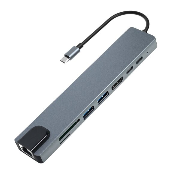 8-in-1 USB Hub Manufacturer - Type-C PD Charging HDMI Ethernet Card Reader