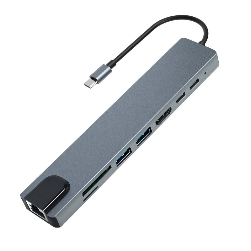 8-in-1 USB Hub Manufacturer - Type-C PD Charging HDMI Ethernet Card Reader