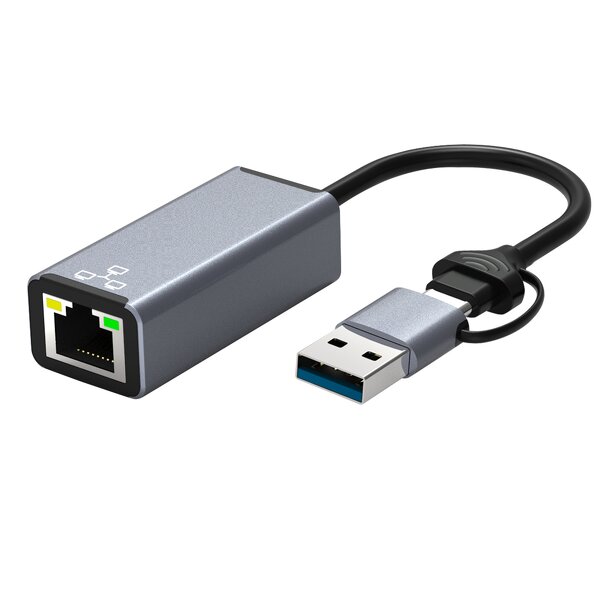USB C to Ethernet Adapter Factory - Wholesale 2-in-1 Aluminum Alloy RJ45