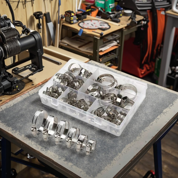 Hose Clamp Kit Manufacturer - 60pcs Stainless Steel Single Ear Assortment