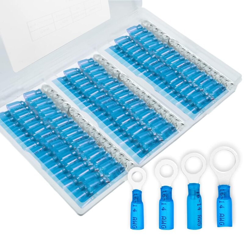 Heat Shrink Ring Terminal Manufacturer - 120PCS 1/4" Marine Grade AWG 16-14