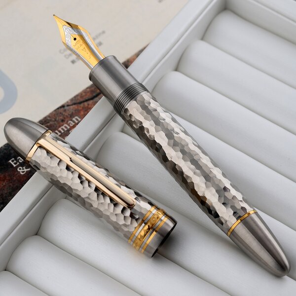 Titanium Alloy Fountain Pen Manufacturer - MAJOHN P141 8# 40 Hammered Pattern