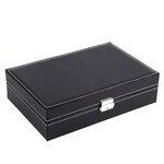 Watch Box Factory - Peculiar 8+2 Slot Black PU Leather with Mirror Pouch