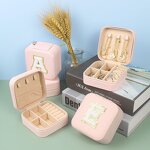 Ring Box Factory - Creative New Pink PU Leather Portable with Embroidery