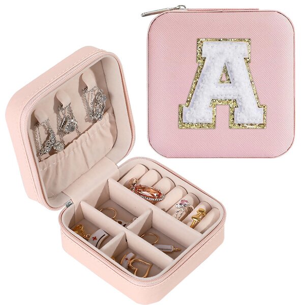 Ring Box Factory - Creative New Pink PU Leather Portable with Embroidery