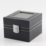 Watch Display Box Factory - Hot Sale High-End 2-Slot Black PU Leather with Glass