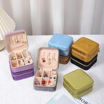 Velvet Jewelry Box Factory - Hot Sale Portable Square Zipper Travel Storage