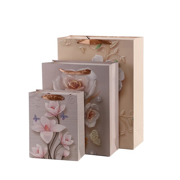 Custom Logo Paper Bags Manufacturer - Cheap Cute Floral High Quality Gift Bags