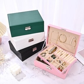 Jewelry Box Manufacturer - Wholesale Rectangle Double Layer with Lock