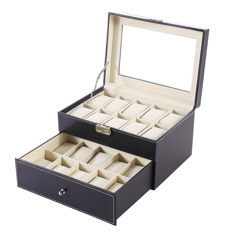 Watch Packaging Box Manufacturer - Hot Sale Kids 20 Slots PU Leather Double Layer
