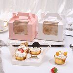 Muffin Box Factory - Hot Sale 2/4/6 Grid Transparent Window White Cardboard