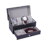 Jewelry Watch Box Factory - New Handmade Luxurious 4 Slot Double-Layer Drawer