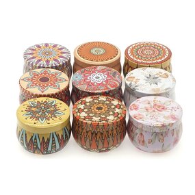 Tin Cans Manufacturer - Hot Sale Ethnic Style Round Candy Metal Scented Candle Jar