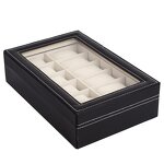 Watch Jewelry Case Factory - Manufacturer 12 Slot Black PU Leather with Velvet