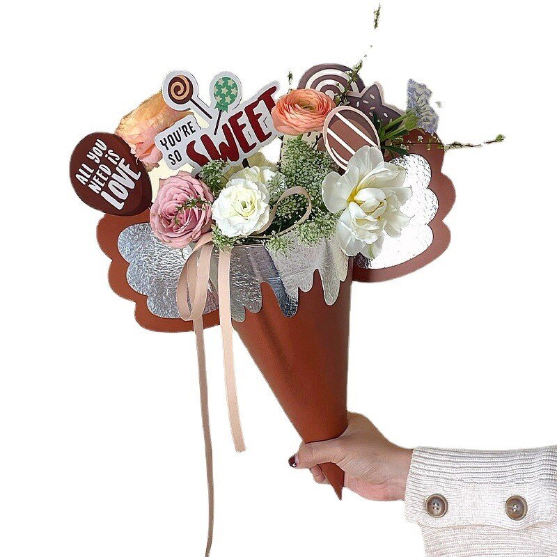 Bouquet Wrapping Paper Factory - Wholesale Ice Cream Cone Shape Handmade Florist