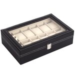 Watch Jewelry Case Factory - Manufacturer 12 Slot Black PU Leather with Velvet