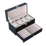Jewelry Watch Box Factory - New Handmade Luxurious 4 Slot Double-Layer Drawer