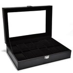 Watch Display Box Factory - New Design PU Leather Durable Black 12 Slot
