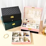 Leather Jewelry Box Factory - New Style Exquisite Double Layer Rhombus Pattern