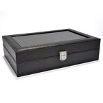 Watch Display Box Factory - New Design PU Leather Durable Black 12 Slot