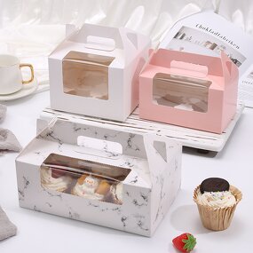 Muffin Box Factory - Hot Sale 2/4/6 Grid Transparent Window White Cardboard