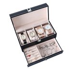 Jewelry Watch Box Factory - New Handmade Luxurious 4 Slot Double-Layer Drawer
