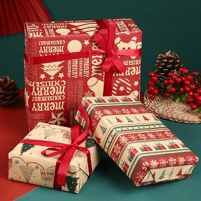Gift Wrapping Paper Factory - Wholesale Thickened Kraft Paper Elk Christmas